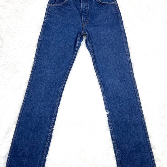 VINTAGE |•SADDLE KING•| Dark Wash Straight Leg Vintage Blue Jeans - Picture 4 of 14